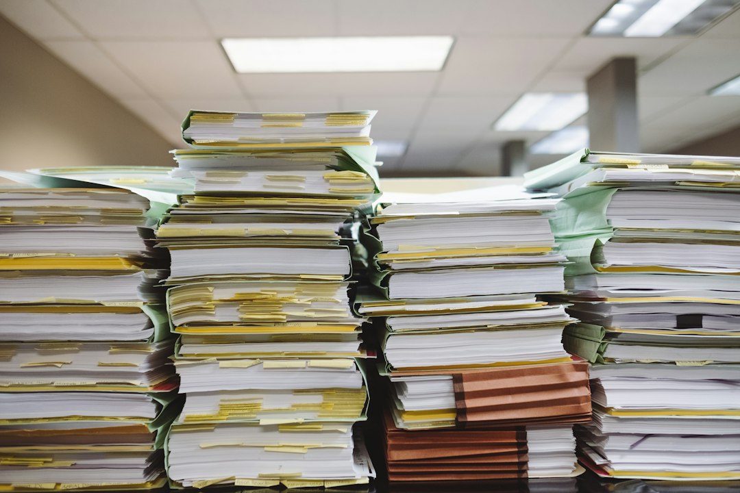 Organized paper files and financial documents
